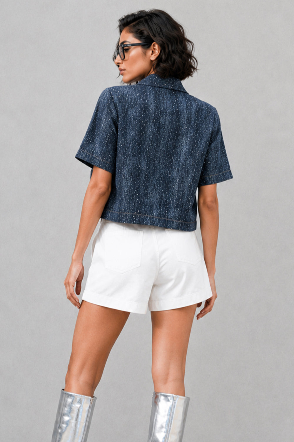 Galaxy Studded Utility Cropped Jacket