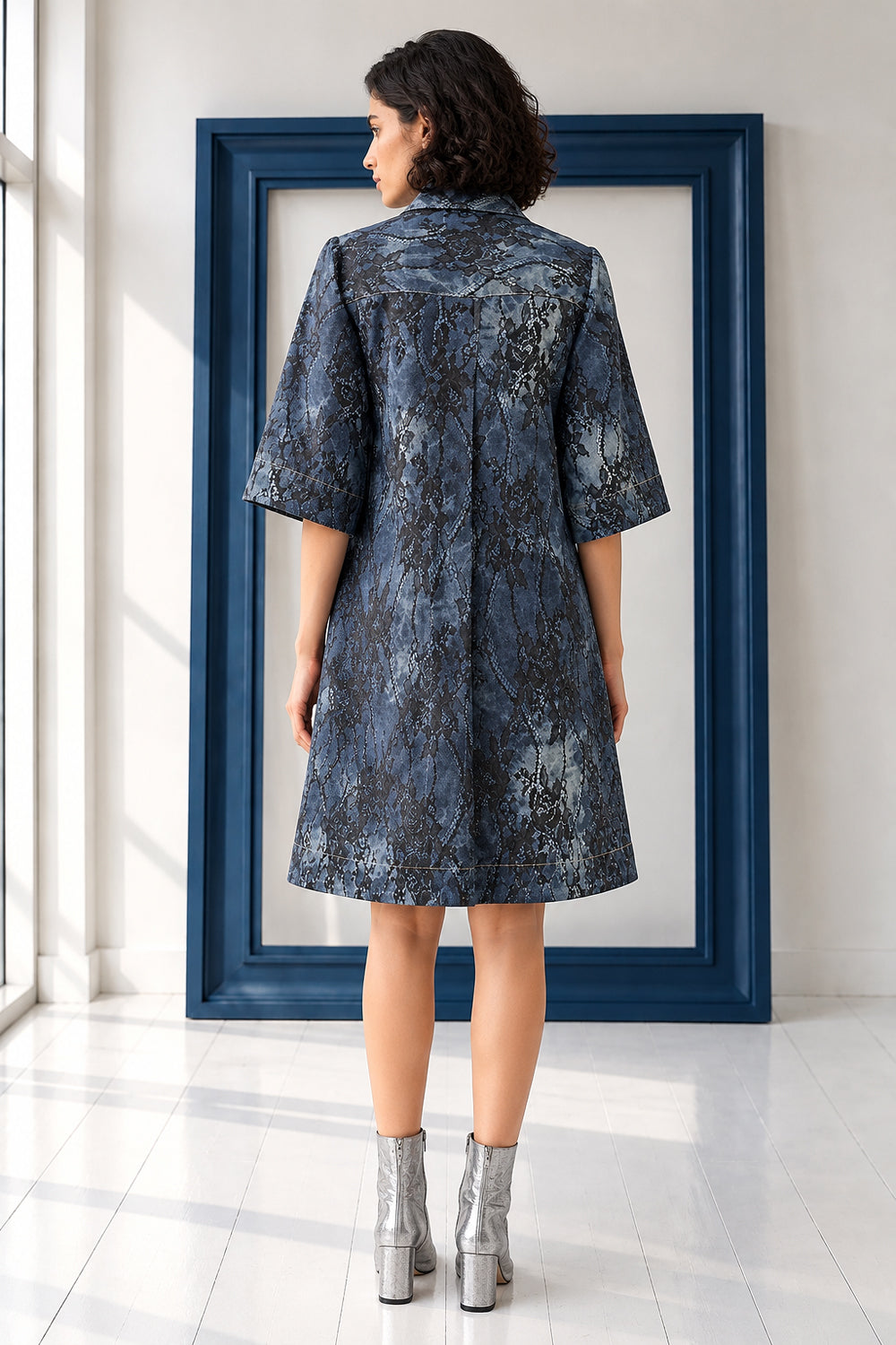 Gothic Rose Denim Shirt Dress