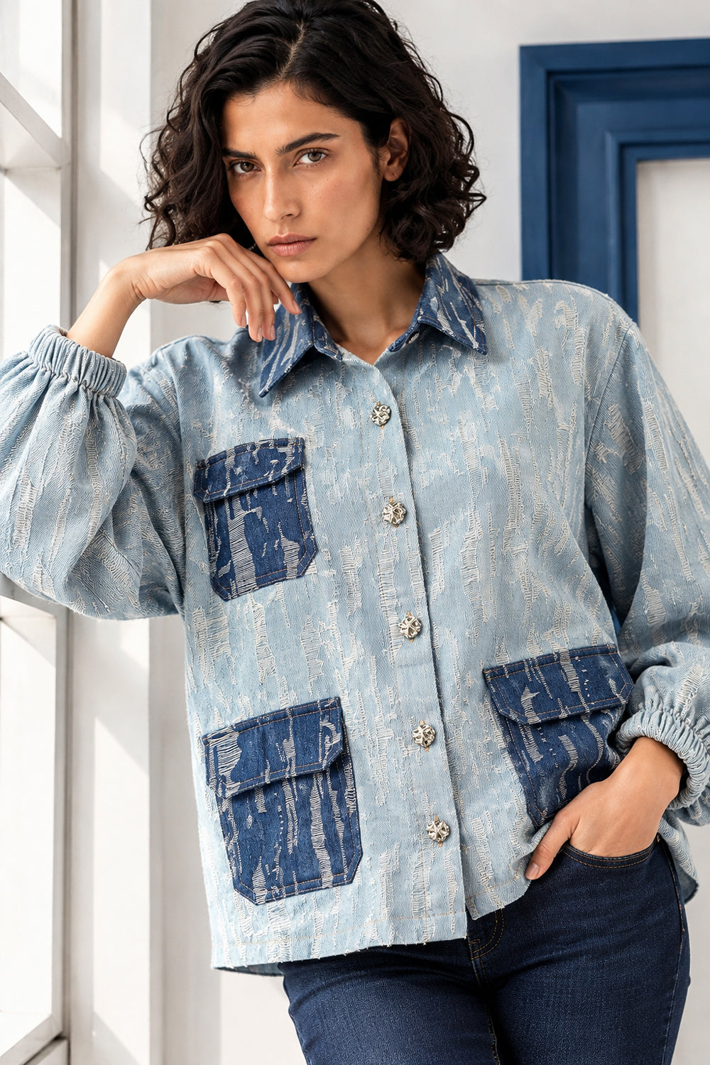 Threaded Horizon Denim Shacket
