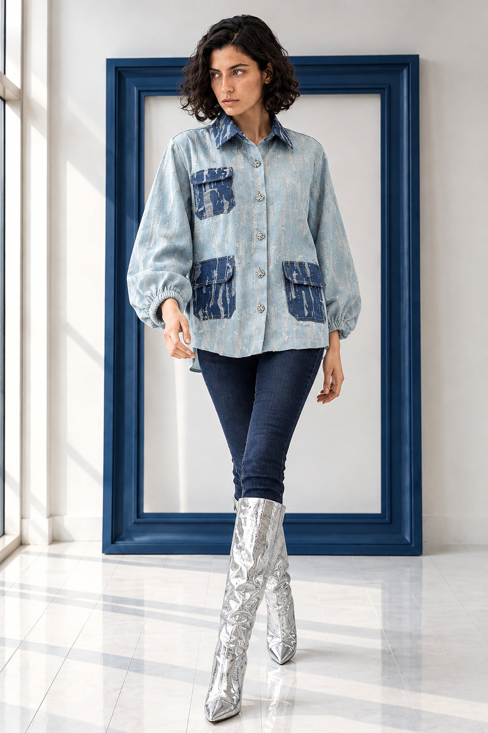 Threaded Horizon Denim Shacket