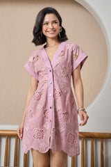 Mauve Blossom Eyelet Dress