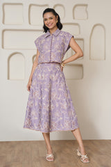 Lilac Whisper Embroidered Skirt Set