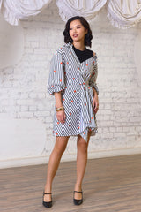 Love Struck Striped Heart Wrap Asymmetrical Dress