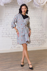 Love Struck Striped Heart Wrap Asymmetrical Dress