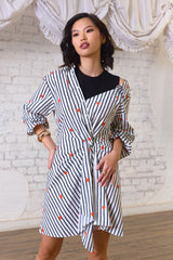 Love Struck Striped Heart Wrap Asymmetrical Dress