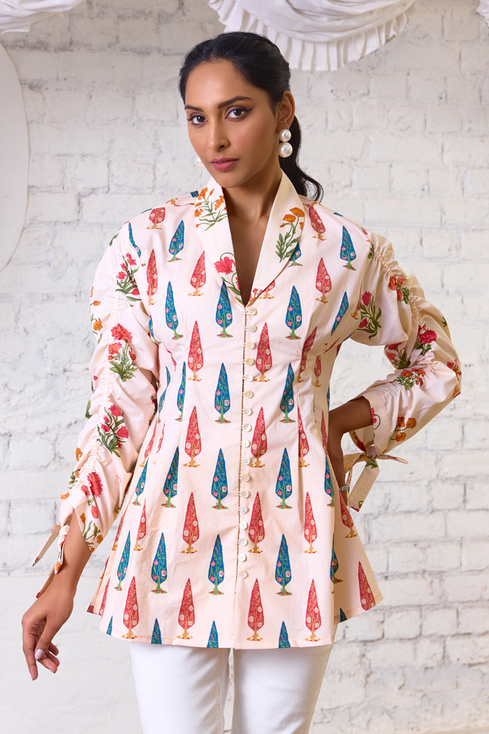 Ethereal Bloom Printed Cotton Blouse