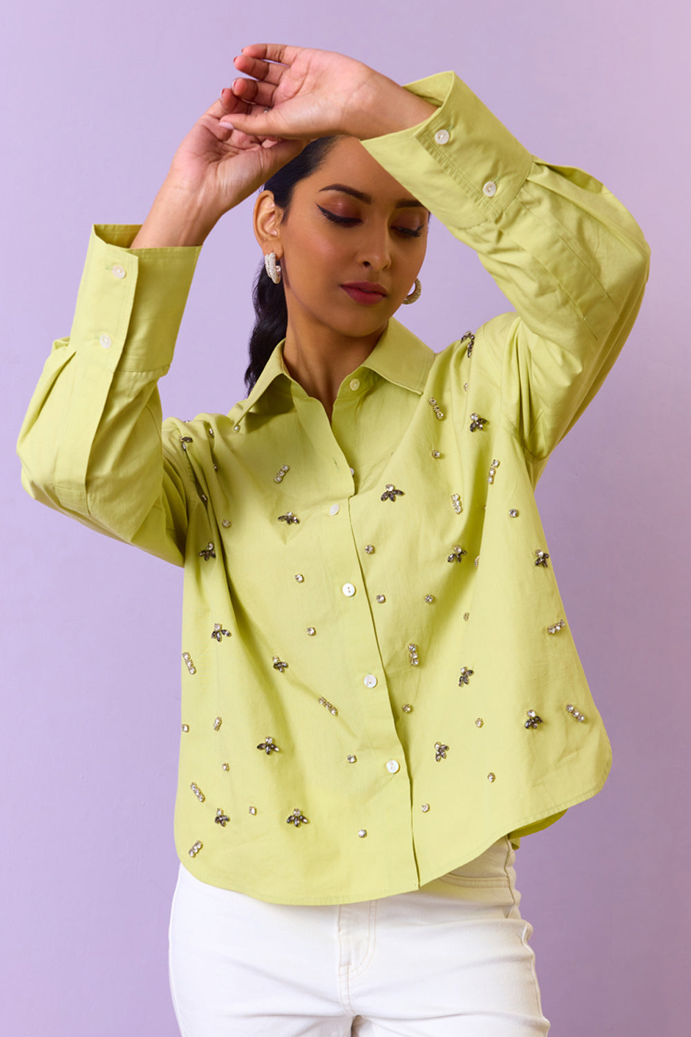 Sparkle Green Embellished Shirt