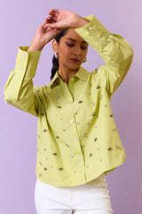 Sparkle Green Embellished Shirt