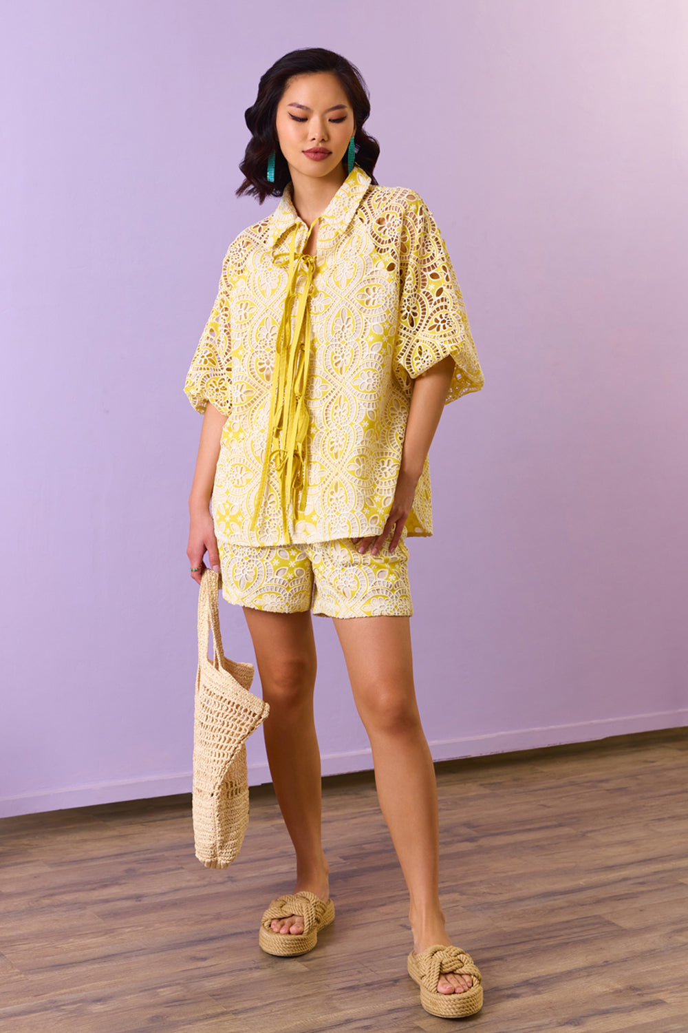 Sunshine Lace Elegance Tie-up Co-ord Set