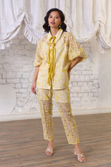 Sunshine Lace Elegance Tie-up Top & Pants Set