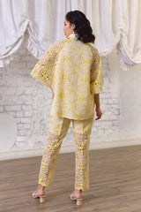 Sunshine Lace Elegance Tie-up Top & Pants Set