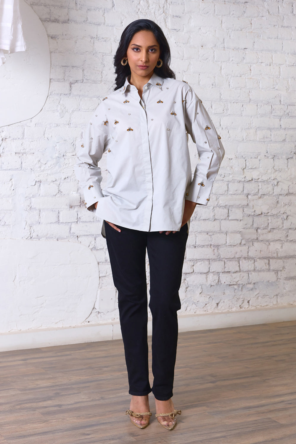 Bejeweled Bee Embellished Shirt