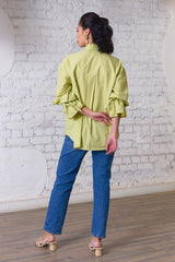 Green Petal Embroidered Shirt