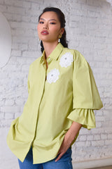Green Petal Embroidered Shirt