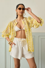 Sunshine Lace Botton Down Blouse