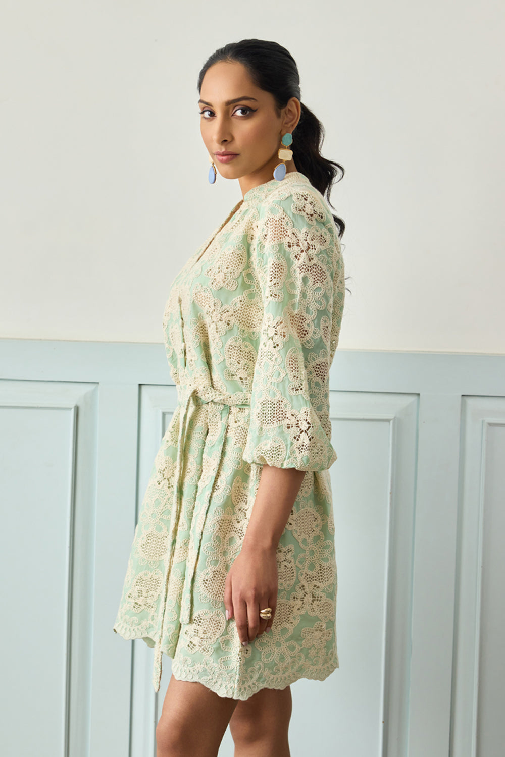 strapless open back dress Mint Lace Garden Dress – Pinwheel
