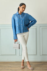 Luxe Embellished Denim Shirt