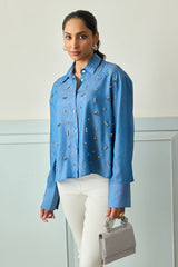 Luxe Embellished Denim Shirt