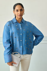 Luxe Embellished Denim Shirt