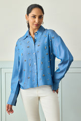 Luxe Embellished Denim Shirt