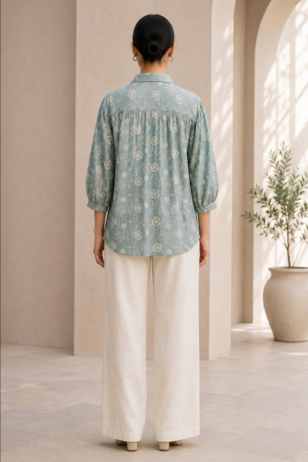 Mist Bloom Embroidered Shirt
