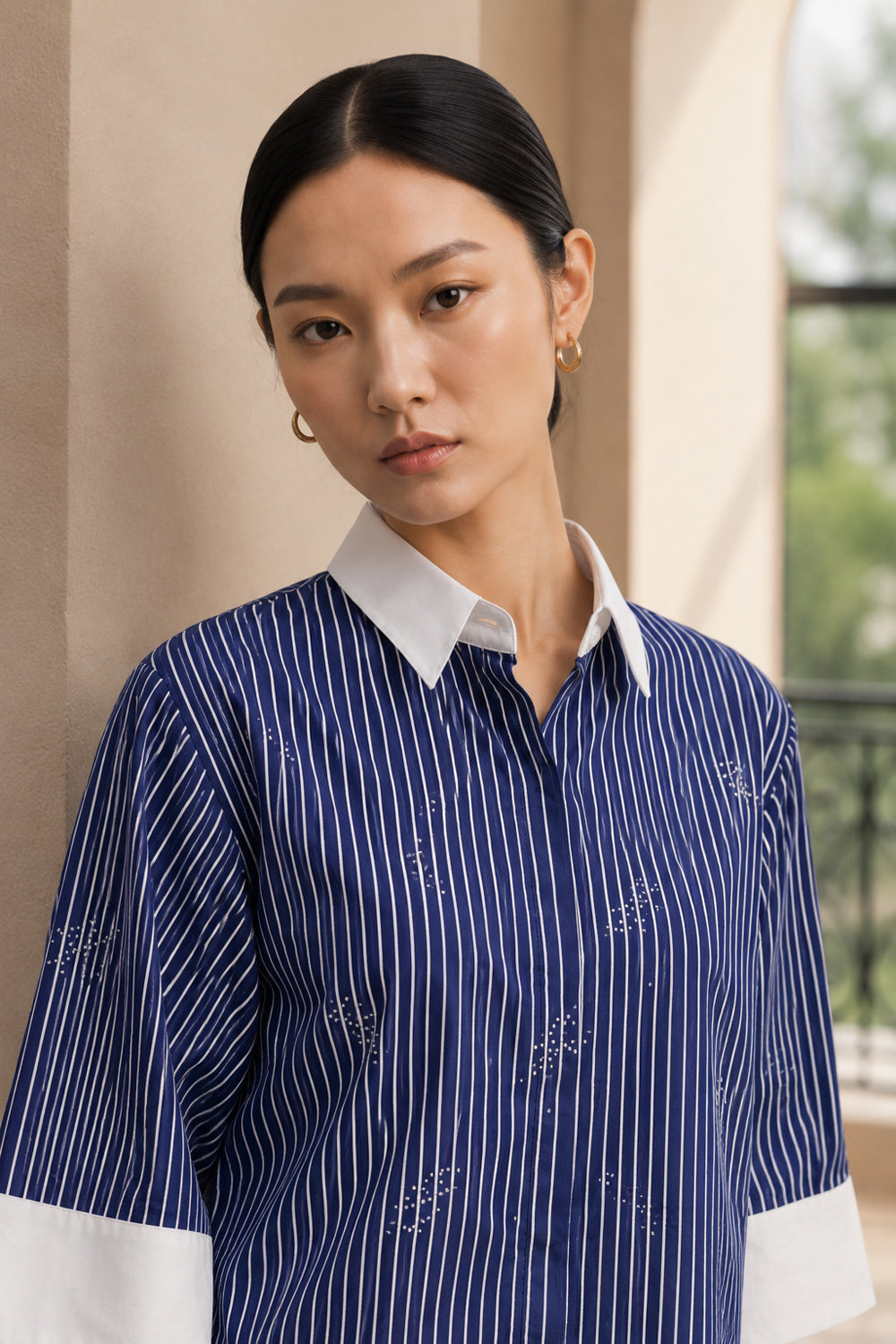 Navy Pinstripe Shirt