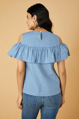 Lovers Lane Cold-Shoulder Gingham Top