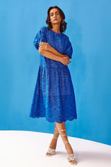 Imperial Blue Eyelet Dress