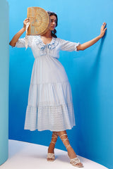 Azure Schiffli Dress