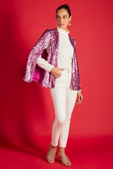 Pink Sequin Statement Cape