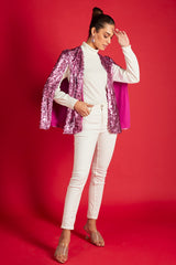 Pink Sequin Statement Cape