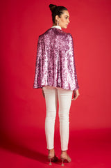 Pink Sequin Statement Cape