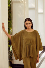 Olive Pleated Co-Ord Set