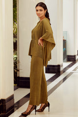Olive Pleated Co-Ord Set