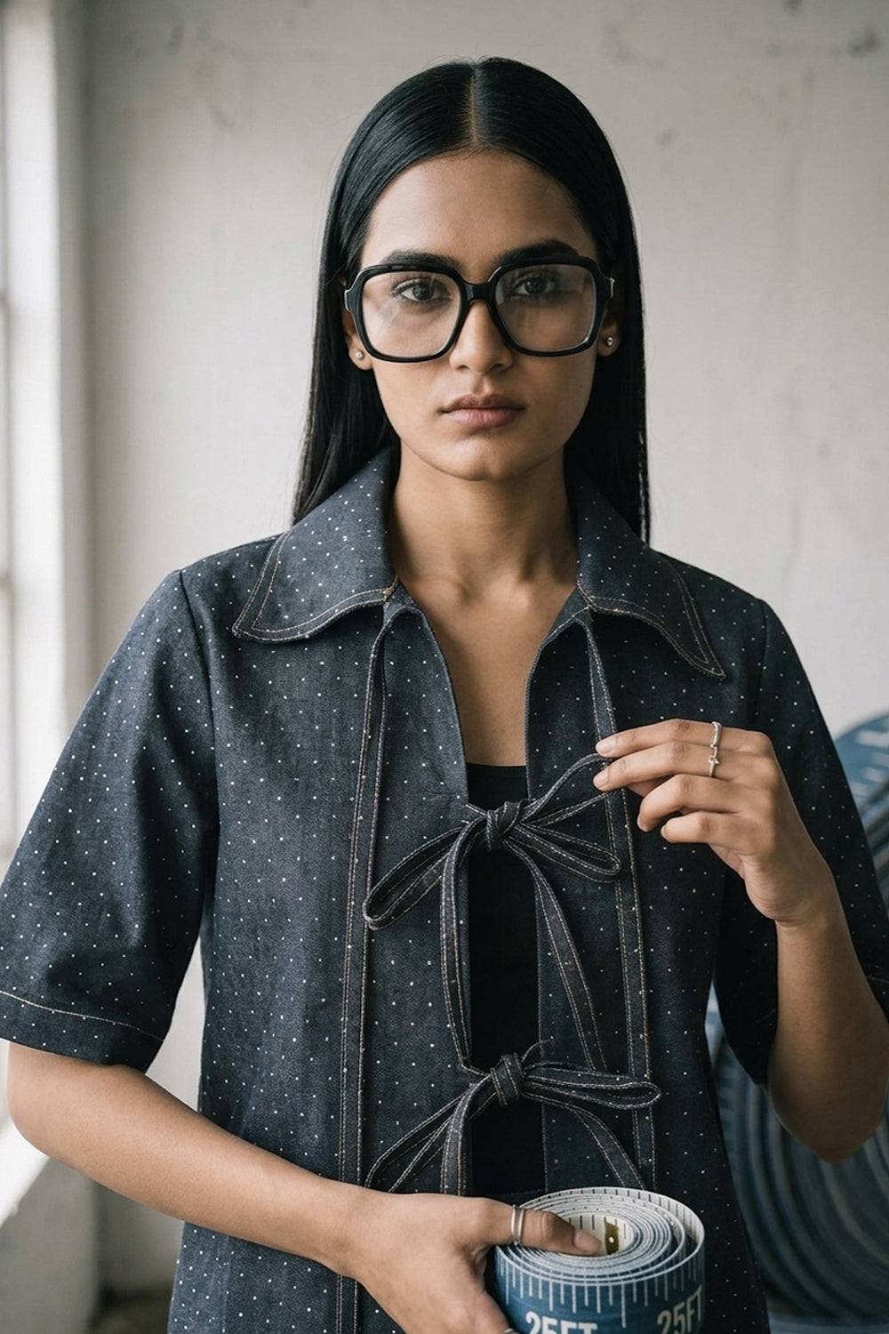 Cosmic Black Denim Tie-up Co-ord Set