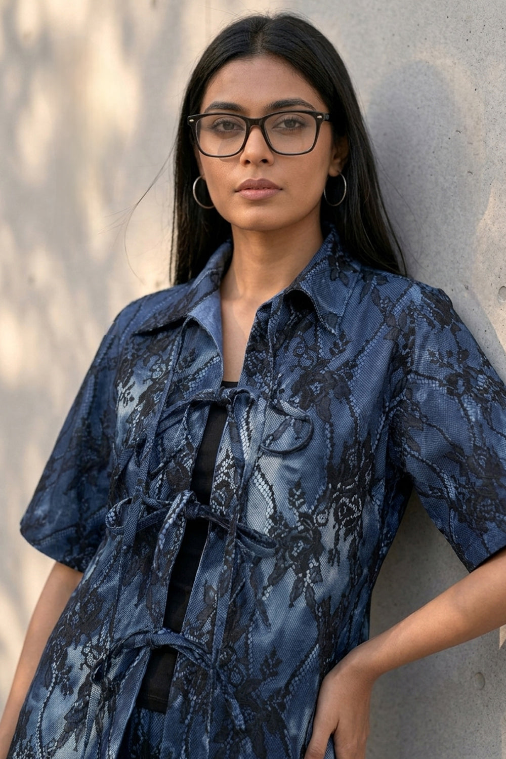 Gothic Rose Denim Tie-Front Co-ord Set