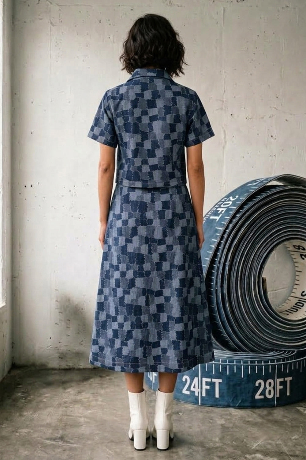Artisan Checkered Skirt Set