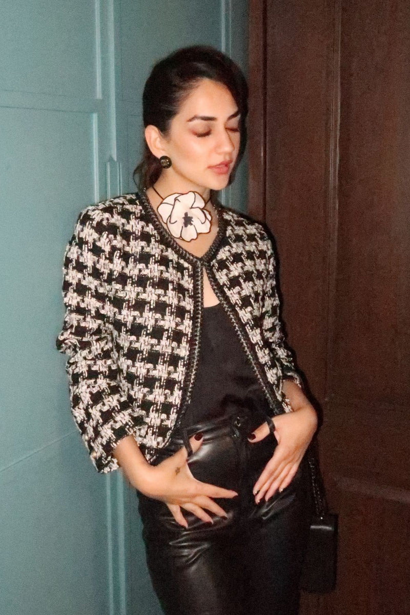 Karma Dhingra In Our Black Houndstooth Boucle Jacket