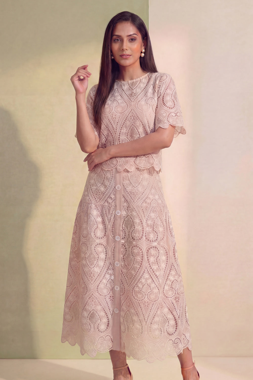 Blush Heirloom Lace Skirt Set