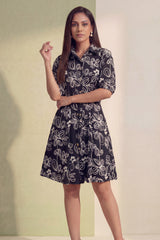 Midnight Bloom Flare Dress