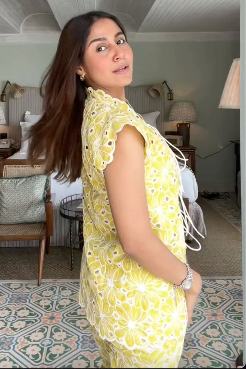 Punanya Virmani In Our Sunflower Eyelet Co-ord Set