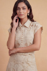 Ivory Palm Lace Skirt Set