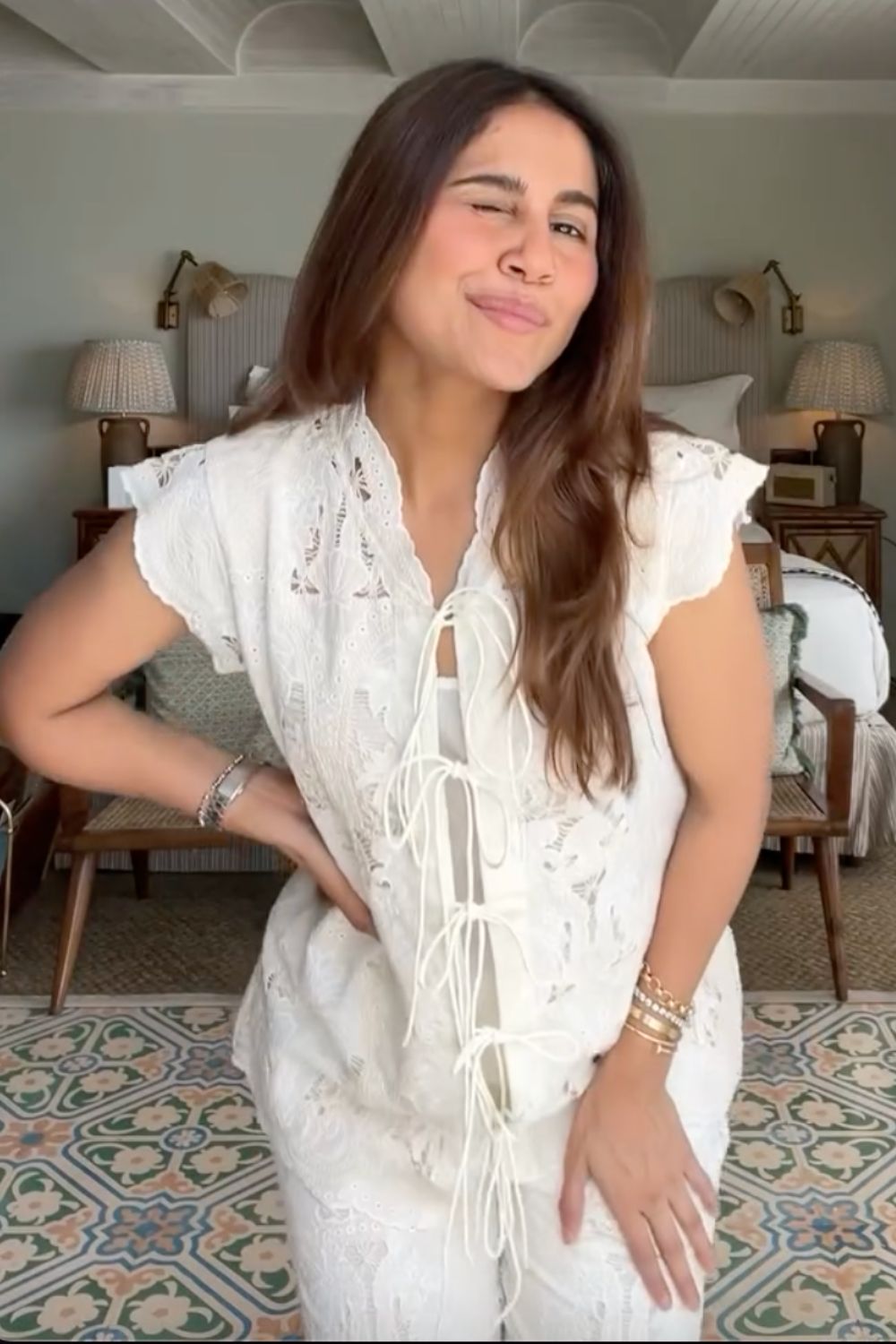 Punanya Virmani In Our Ivory Garden Tie Up Co-ord Set