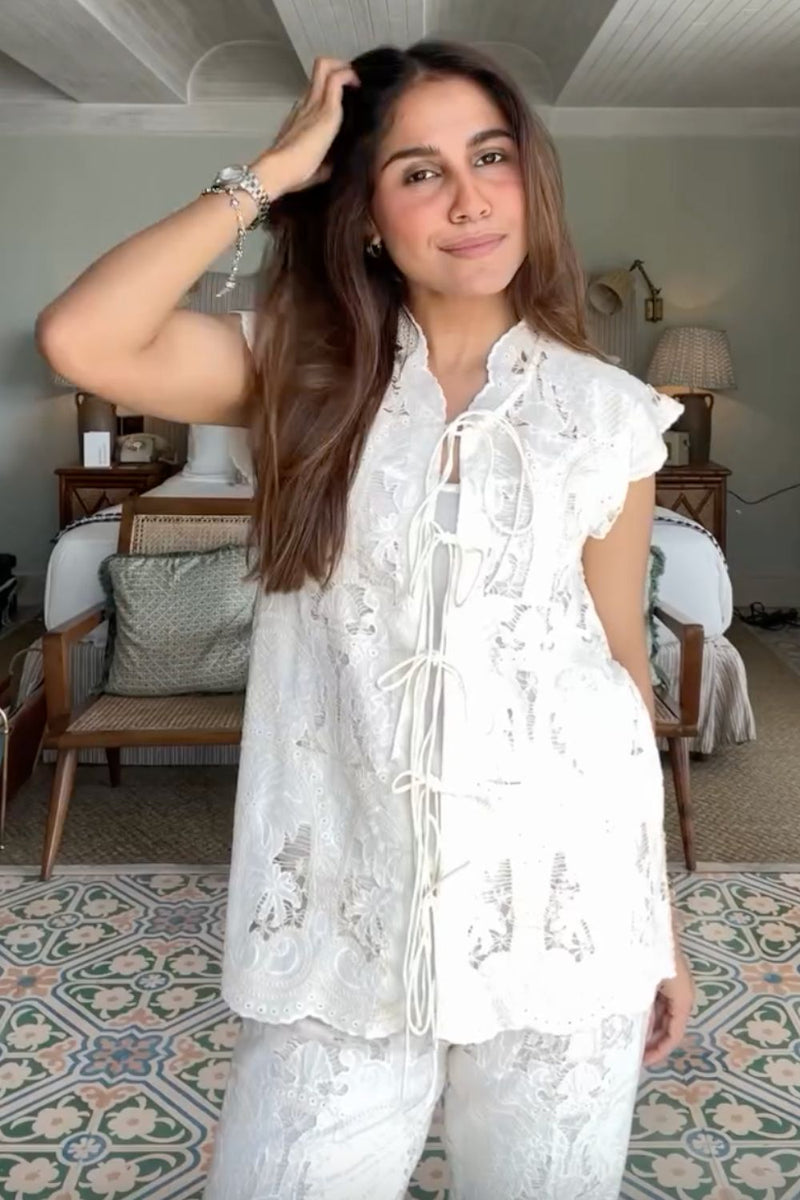 Punanya Virmani In Our Ivory Garden Tie Up Co-ord Set