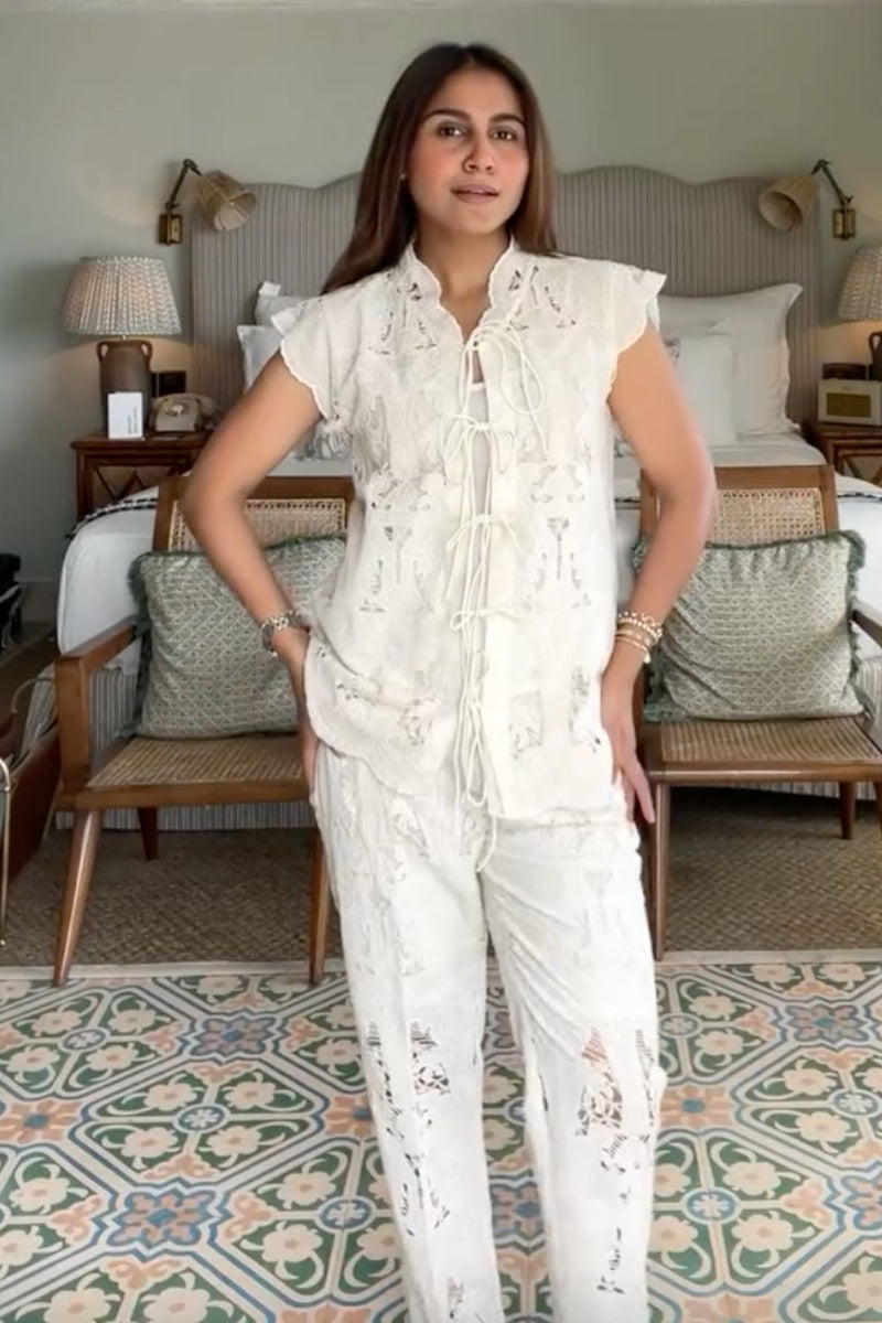 Punanya Virmani In Our Ivory Garden Tie Up Co-ord Set