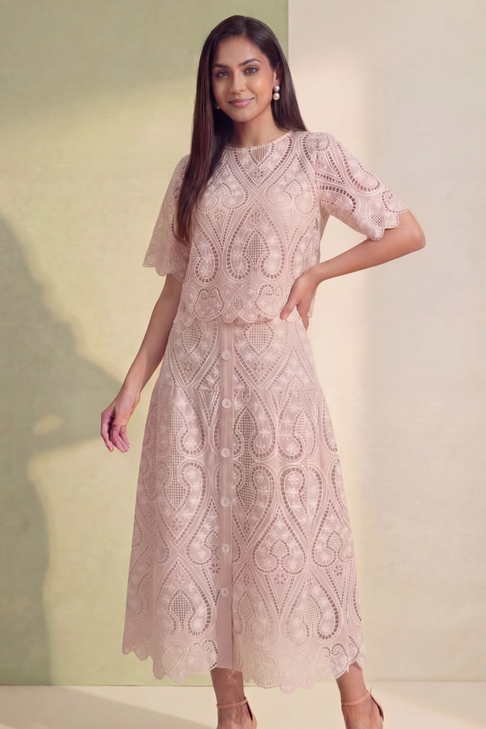 Blush Heirloom Lace Skirt Set