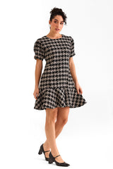 Black Houndstooth Tweed Dress