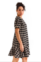 Black Houndstooth Tweed Dress