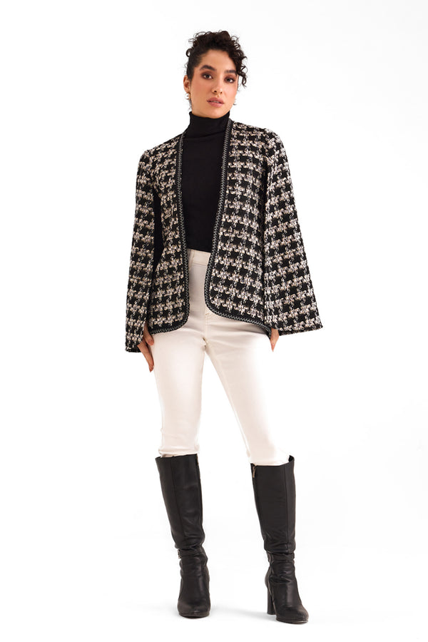 Black Houndstooth Tweed Cape