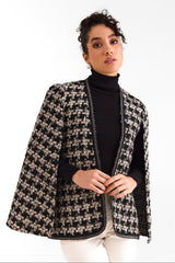 Black Houndstooth Tweed Cape